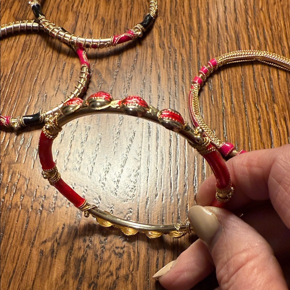 Chic Gold and Red Bracelet Set - Picture 3 of 6